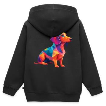 Dackel Hund lustiges Hunde Haustier Hundebesitzer - Kinder Premium Organic Zip Hoodie - Schwarz - Hinten - AI Model Kid Male (0cm)