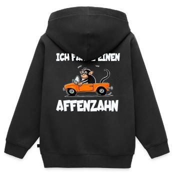 Ich fahre einen Affenzahn Lustiger Affe im Auto - Kinder Premium Organic Zip Hoodie - Schwarz - Hinten - AI Model Kid Male (0cm)
