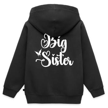 Big Sister - Sweat Premium à capuche zippé enfant bio - noir - Dos - AI Model Kid Male (0cm)