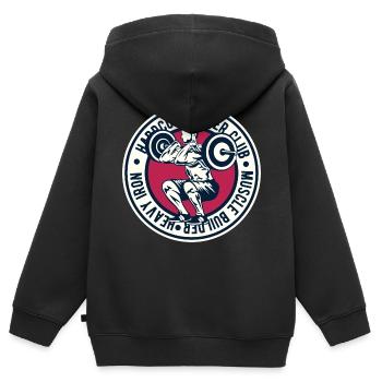 Powerlifter Fitness Sport Lifestyle Sport Eisen - Kinder Premium Organic Zip Hoodie - Schwarz - Hinten - AI Model Kid Male (0cm)