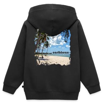 Einsamer Sandstrand in der Karibik - Kinder Premium Organic Zip Hoodie - Schwarz - Hinten - AI Model Kid Male (0cm)