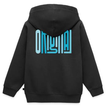 Bleu d'origine - Sweat Premium à capuche zippé enfant bio - noir - Dos - AI Model Kid Male (0cm)