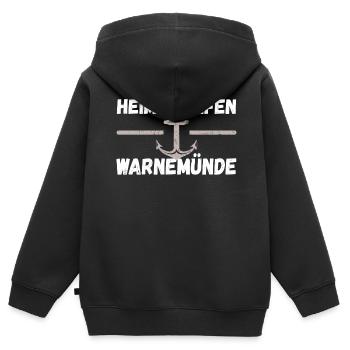 Heimathafen Warnemünde - Kinder Premium Organic Zip Hoodie - Schwarz - Hinten - AI Model Kid Male (0cm)