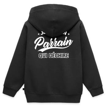 Je Suis Un Parrain Qui Déchire - Sweat Premium à capuche zippé enfant bio - noir - Dos - AI Model Kid Male (0cm)