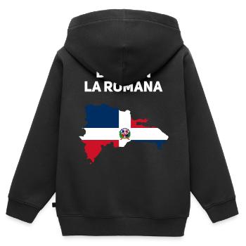 Dominikanische Republik - Kinder Premium Organic Zip Hoodie - Schwarz - Hinten - AI Model Kid Male (0cm)