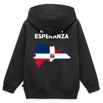 République dominicaine - Sweat Premium à capuche zippé enfant bio - noir - Dos - AI Model Kid Male (0cm)