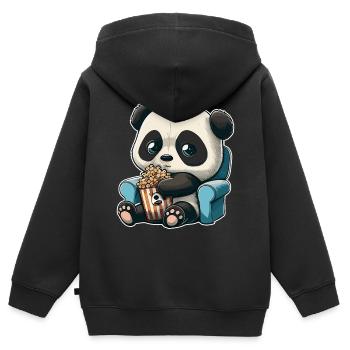 Série Junkie Series Marathon Panda Popcorn Canapé - Sweat Premium à capuche zippé enfant bio - noir - Dos - AI Model Kid Male (0cm)