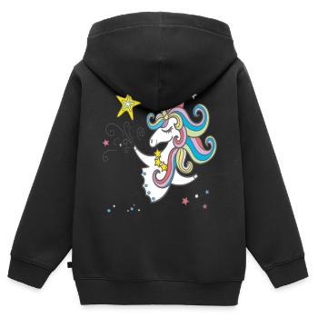 Einhorn magic - Kinder Premium Organic Zip Hoodie - Schwarz - Hinten - AI Model Kid Male (0cm)