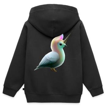 Einhorn Vogel - Kinder Premium Organic Zip Hoodie - Schwarz - Hinten - AI Model Kid Male (0cm)