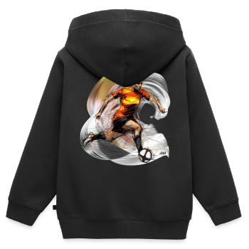 Fußballspielerin - dynamische Grafik für Frauen - Kinder Premium Organic Zip Hoodie - Schwarz - Hinten - AI Model Kid Male (0cm)