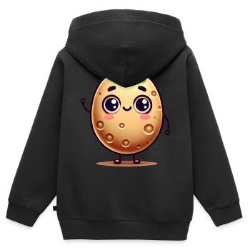 Happy Cartoon Potato Character Design - Kids Premium Organic Zip-up Hoodie - black - Back - AI Model Kid Male (0cm)