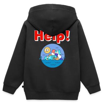 Plastik Umweltschutz - Kinder Premium Organic Zip Hoodie - Schwarz - Hinten - AI Model Kid Male (0cm)