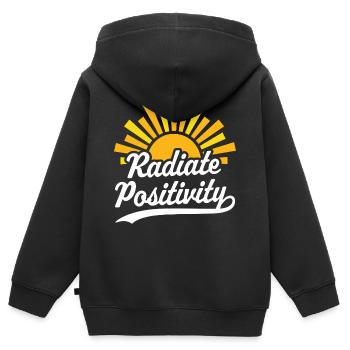 Strahlen Sie Positivität aus - Kinder Premium Organic Zip Hoodie - Schwarz - Hinten - AI Model Kid Male (0cm)