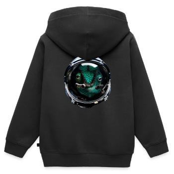 Astronaut Chameleon Reptile Keeper Outer Space - Kids Premium Organic Zip-up Hoodie - black - Back - AI Model Kid Male (0cm)