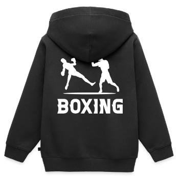 Boxe - Sweat Premium à capuche zippé enfant bio - noir - Dos - AI Model Kid Male (0cm)