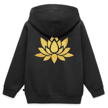 Lotusblume - Kinder Premium Organic Zip Hoodie - Schwarz - Hinten - AI Model Kid Male (0cm)