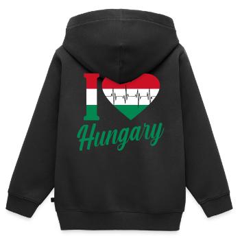 Ungarn - Kinder Premium Organic Zip Hoodie - Schwarz - Hinten - AI Model Kid Male (0cm)