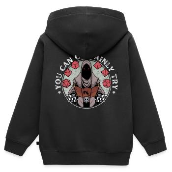 Dragon Jeux de rôle RPG - Tu peux essayer ! - Sweat Premium à capuche zippé enfant bio - noir - Dos - AI Model Kid Male (0cm)