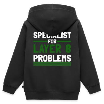 Computer Computerarbeit witzige Sprüche Layer 8 - Kinder Premium Organic Zip Hoodie - Schwarz - Hinten - AI Model Kid Male (0cm)