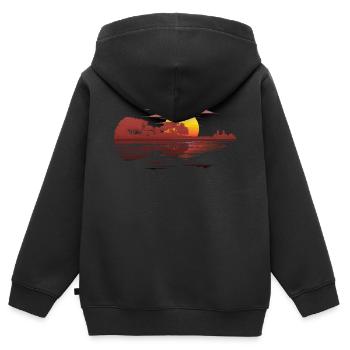 Réflexion Violin Lake Réflexion Arbres Violin Lake - Sweat Premium à capuche zippé enfant bio - noir - Dos - AI Model Kid Male (0cm)
