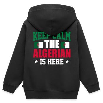 Algerien - Kinder Premium Organic Zip Hoodie - Schwarz - Hinten - AI Model Kid Male (0cm)