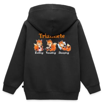 Triathlete Eating Reading Sleeping - Cute Fox - Kinder Premium Organic Zip Hoodie - Schwarz - Hinten - AI Model Kid Male (0cm)