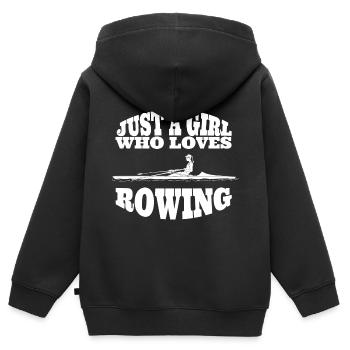 Aviron rameur club de rame rengaine fille - Sweat Premium à capuche zippé enfant bio - noir - Dos - AI Model Kid Male (0cm)