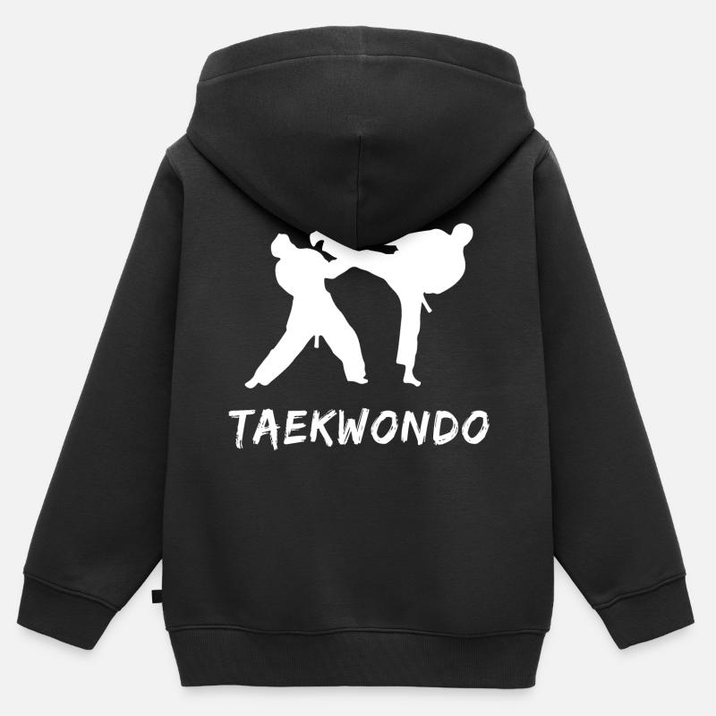 Taekwondo - Sweat Premium à capuche zippé enfant bio - noir