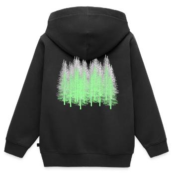 Forêt Arbres Conifères Forêt Sapins Épicéa Nature - Sweat Premium à capuche zippé enfant bio - noir - Dos - AI Model Kid Male (0cm)
