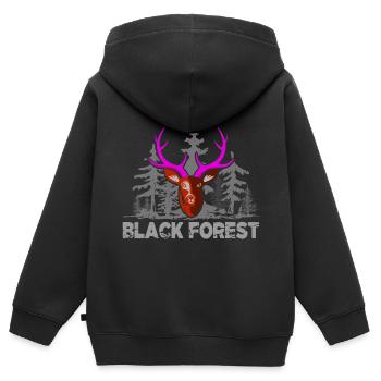 Black Forest Hirschgeweih Pink - Kinder Premium Organic Zip Hoodie - Schwarz - Hinten - AI Model Kid Male (0cm)