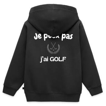 Je peux pas j'ai golf - Sweat Premium à capuche zippé enfant bio - noir - Dos - AI Model Kid Male (0cm)