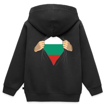 Bulgarien - Kinder Premium Organic Zip Hoodie - Schwarz - Hinten - AI Model Kid Male (0cm)