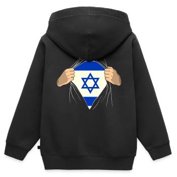 Israel - Kinder Premium Organic Zip Hoodie - Schwarz - Hinten - AI Model Kid Male (0cm)
