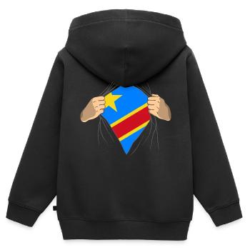 Kongo - Kinder Premium Organic Zip Hoodie - Schwarz - Hinten - AI Model Kid Male (0cm)