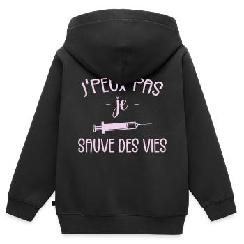 Ich kann keine Leben retten - Kinder Premium Organic Zip Hoodie - Schwarz - Hinten - AI Model Kid Male (0cm)