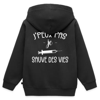 Ich kann keine Leben retten - Kinder Premium Organic Zip Hoodie - Schwarz - Hinten - AI Model Kid Male (0cm)