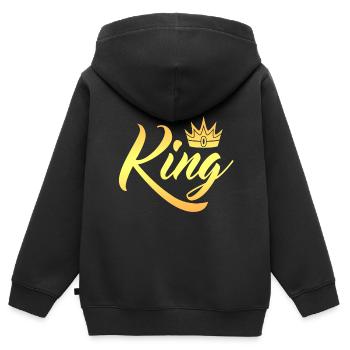 King and Queen Couple - Kinder Premium Organic Zip Hoodie - Schwarz - Hinten - AI Model Kid Male (0cm)