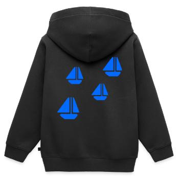 SEGELBOOTE - Kinder Premium Organic Zip Hoodie - Schwarz - Hinten - AI Model Kid Male (0cm)