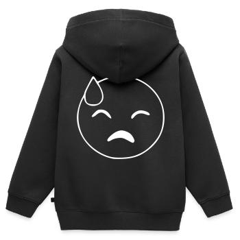 Emoji Worry Sketch White - Kids Premium Organic Zip-up Hoodie - black - Back - AI Model Kid Male (0cm)