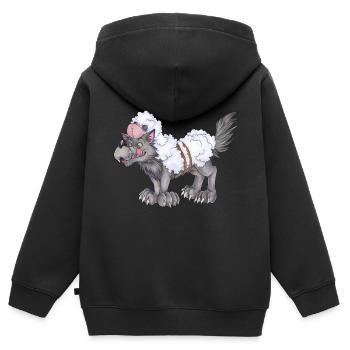 Lustiger Wolf im Schafspelz Geschenk Humor - Kinder Premium Organic Zip Hoodie - Schwarz - Hinten - AI Model Kid Male (0cm)