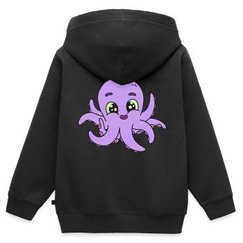 Pieuvre Kraken Enfants Enfant Bébé Créatures Marines - Sweat Premium à capuche zippé enfant bio - noir - Dos - AI Model Kid Male (0cm)