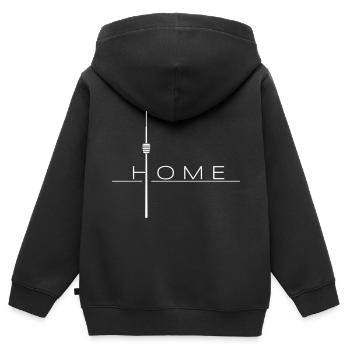 Accueil#2 - Sweat Premium à capuche zippé enfant bio - noir - Dos - AI Model Kid Male (0cm)