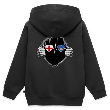 England und Kosovo Kosovaren Kosovarische Flaggen - Kinder Premium Organic Zip Hoodie - Schwarz - Hinten - AI Model Kid Male (0cm)