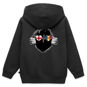 England und Moldau Moldawien Moldauische Flaggen - Kinder Premium Organic Zip Hoodie - Schwarz - Hinten - AI Model Kid Male (0cm)
