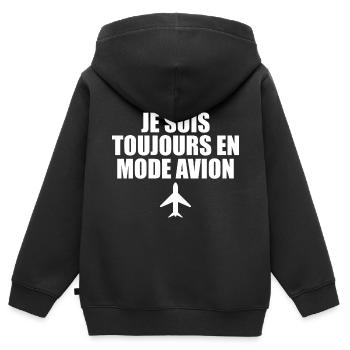 Je Suis Toujours En Mode Avion - Sweat Premium à capuche zippé enfant bio - noir - Dos - AI Model Kid Male (0cm)