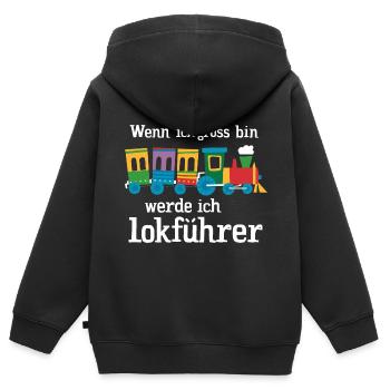Wenn ich groß bin werde ich Lokführer für einen - Kinder Premium Organic Zip Hoodie - Schwarz - Hinten - AI Model Kid Male (0cm)