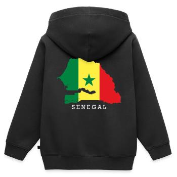 Sénégal - Sweat Premium à capuche zippé enfant bio - noir - Dos - AI Model Kid Male (0cm)