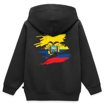 Ecuador - Kinder Premium Organic Zip Hoodie - Schwarz - Hinten - AI Model Kid Male (0cm)