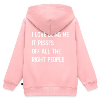 I love being me it pisses off all the right people - Kids Premium Organic Zip-up Hoodie - rose - Back - AI Model Kid Female (0cm)