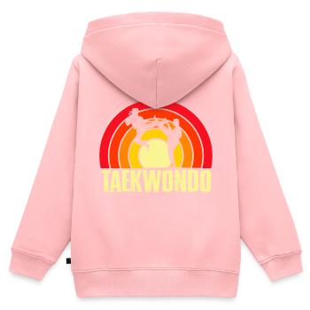 Taekwondo - Kinder Premium Organic Zip Hoodie - Rosa - Hinten - AI Model Kid Female (0cm)